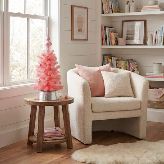Nearly Natural 24" Unlit Artificial Pink Christmas Tree